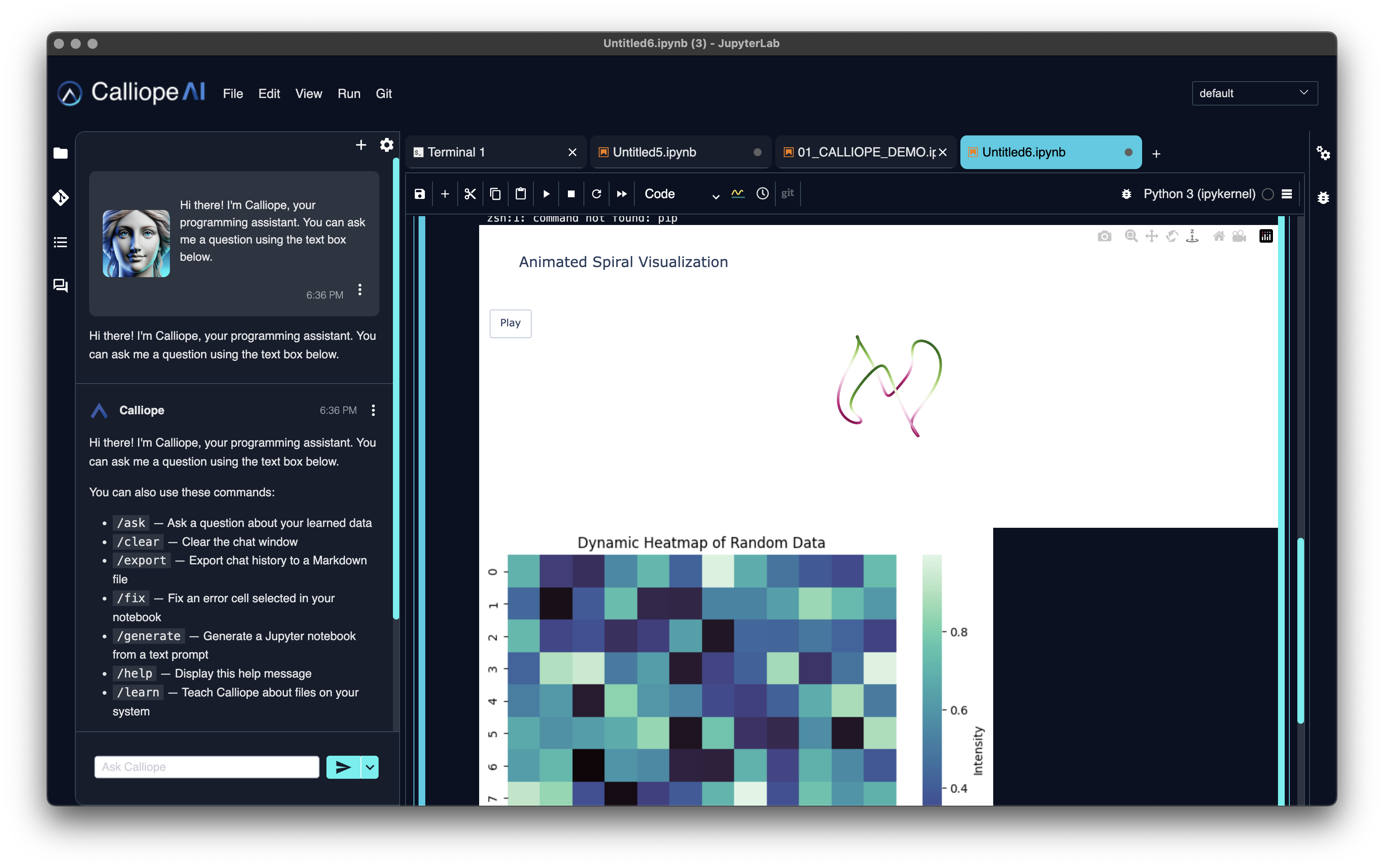 Generated notebook visualizations in Calliope AI Lab