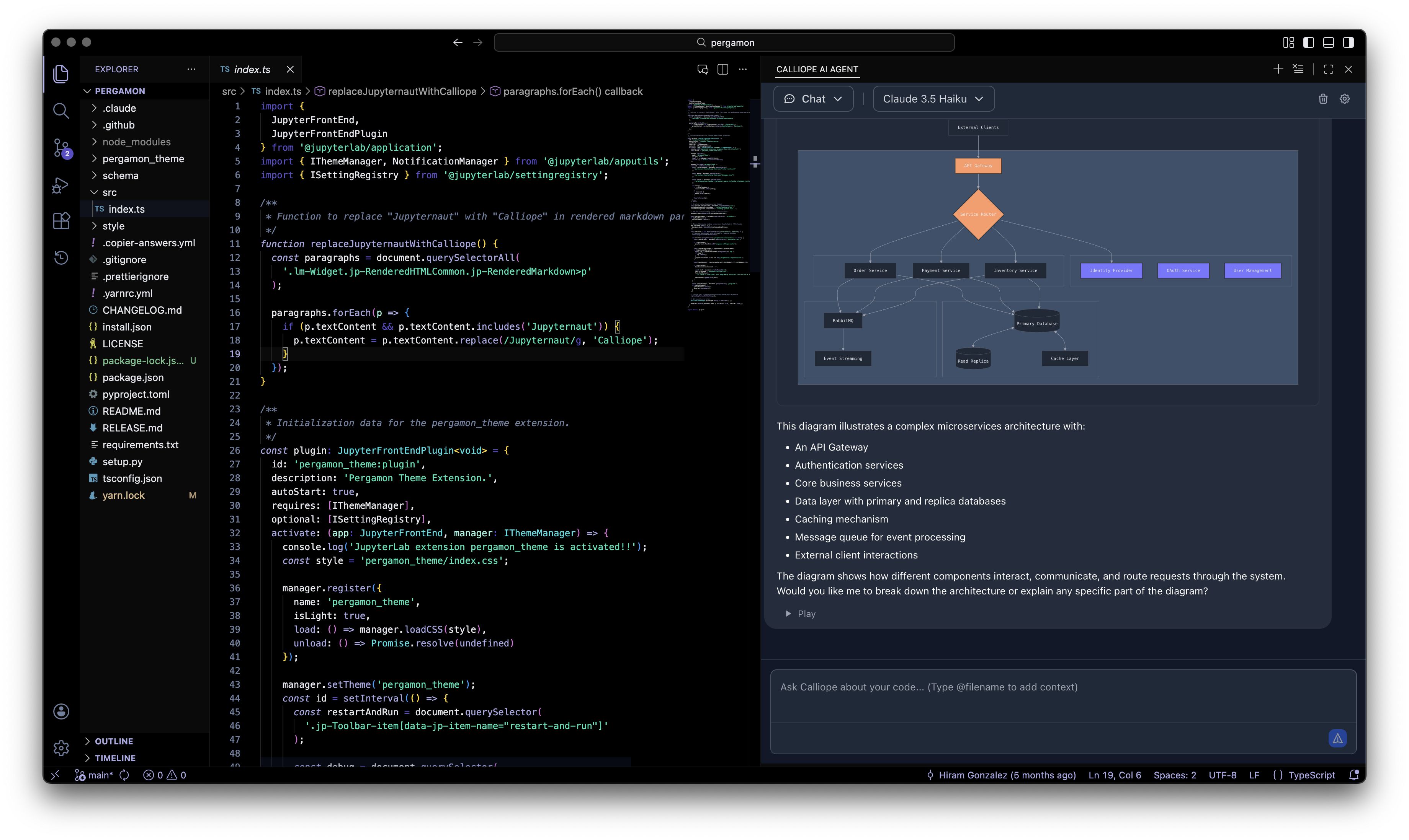 Calliope AI Agent mapping a multi-service architecture